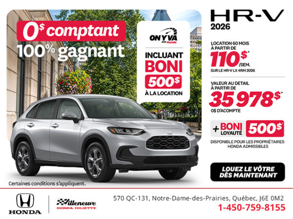Obtenez le Honda HR-V 2026!