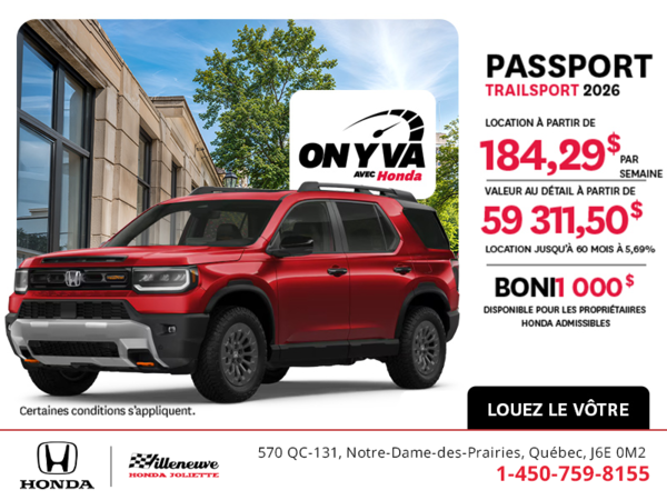 Obtenez le Honda Passport 2026 !