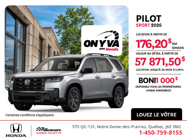 Obtenez le Honda Pilot 2026 !