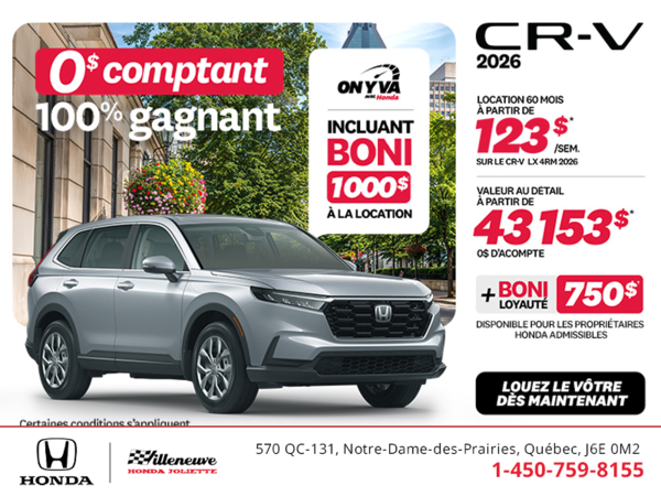 Obtenez la Honda CR-V 2026!