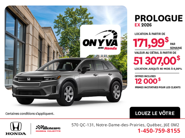 Obtenez la Honda Prologue 2026 !