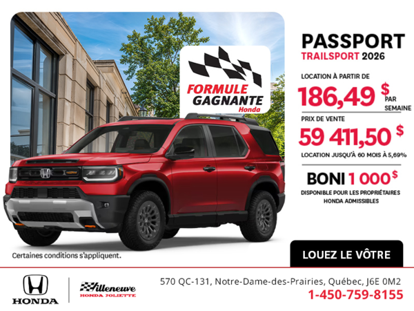 Obtenez la Honda Passport 2026 !
