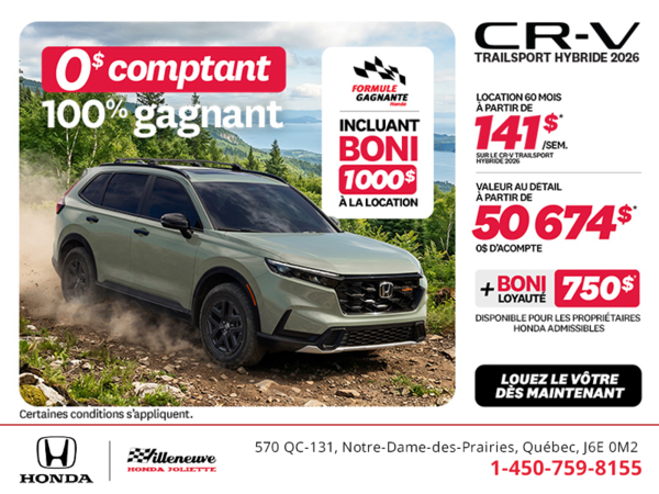 Obtenez la Honda CR-V Hybride 2026!