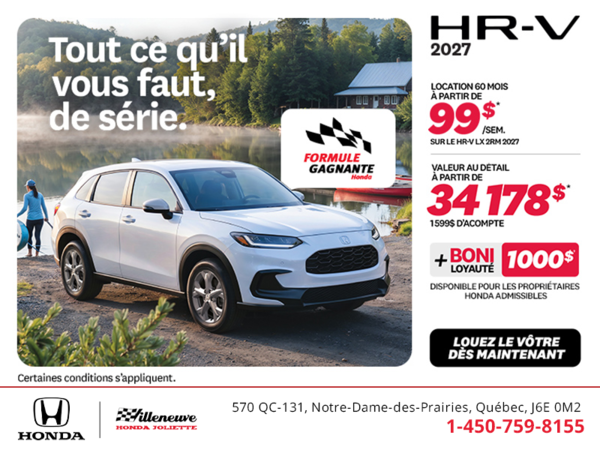 Obtenez la Honda HR-V 2027!