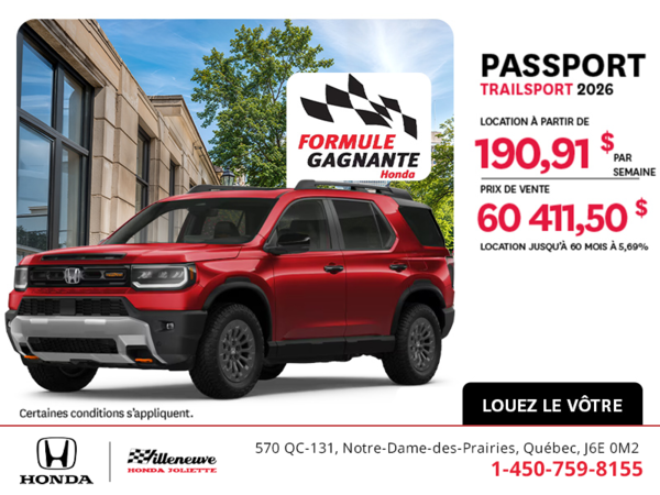 Obtenez la Honda Passport 2026 !