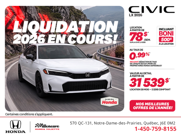 Obtenez la Honda Civic 2026 !