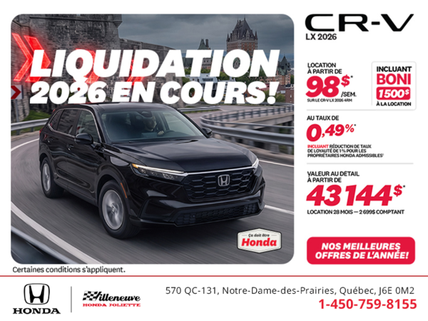 Obtenez la Honda CR-V 2026!