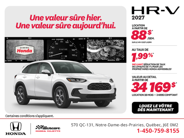 Obtenez la Honda HR-V 2027!