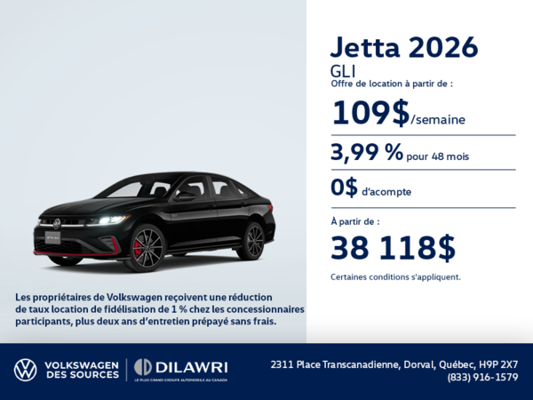 Procurez-vous la Volkswagen Jetta Gli 2026