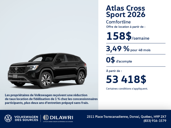 Procurez-vous le Volkswagen Atlas Cross Sport 2026