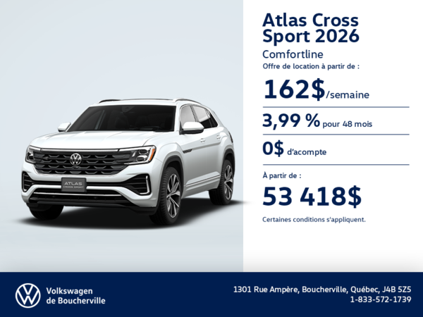 Procurez-vous le Volkswagen Atlas Cross Sport 2026