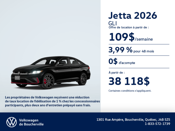 Procurez-vous la Volkswagen Jetta Gli 2026