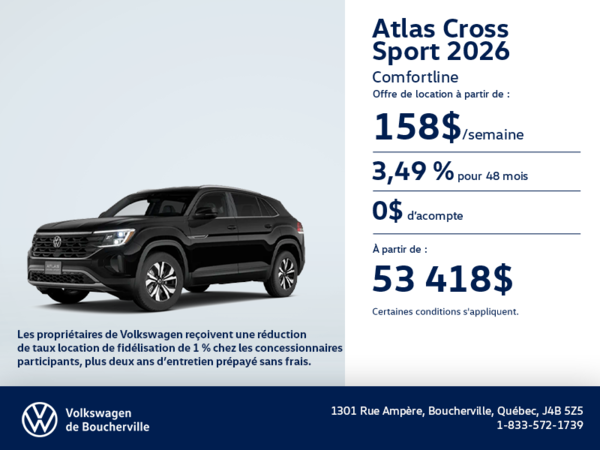 Procurez-vous le Volkswagen Atlas Cross Sport 2026