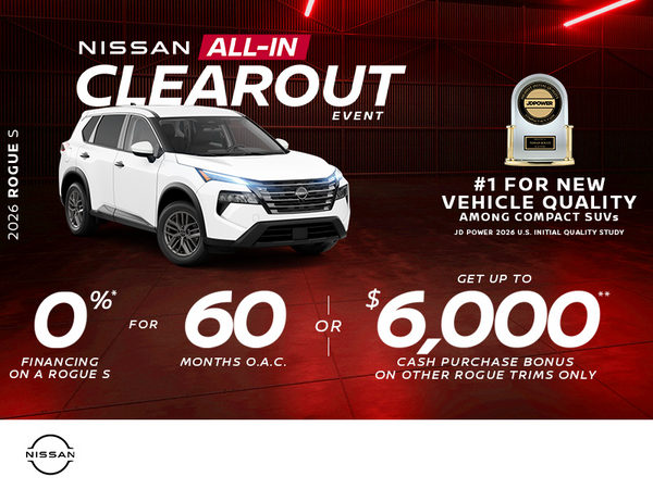 Get the 2026 Nissan Rogue S Today!