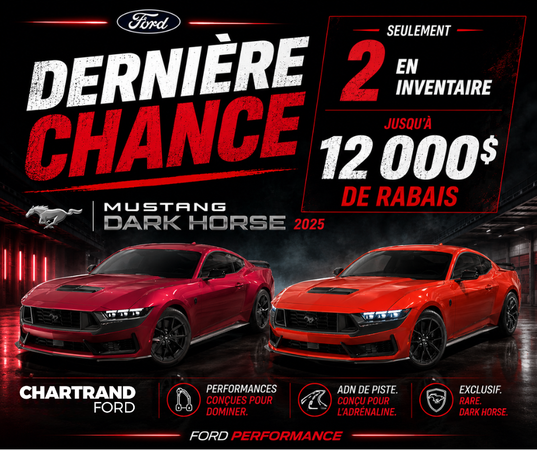 Mustang Dark Horse 2025 : seulement 2 en inventaire