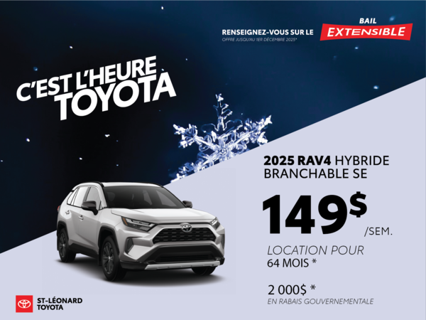 RAV4 Hybride Branchable SE 4RM Offre 149$/Sem.
