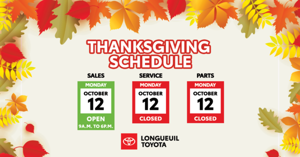THANKSGIVING SCHEDULE