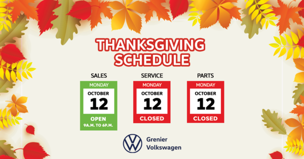 THANKSGIVING SCHEDULE