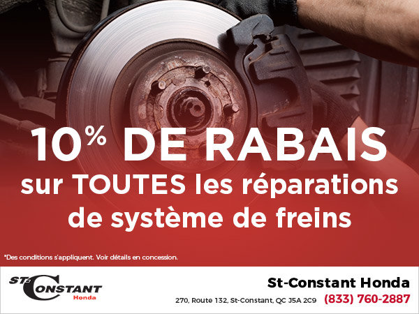 Obtenez 10% de rabais sur les réparations de système de freins!