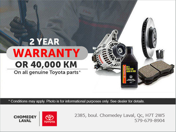 Get a 2 Year Warranty on all Toyota Parts!