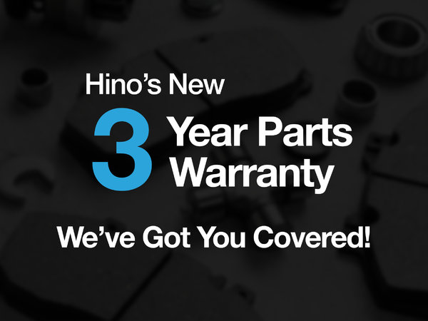 New! Hino Trucks 3 Year Parts Warranty