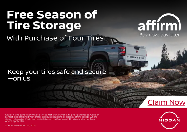 Free Tire Storage with Purchase of 4 Tires - Regular Price $99.95