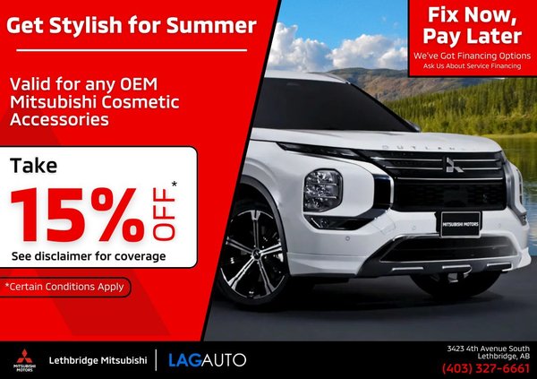 15% Off Genuine Mitsubishi Cosmetic Accessories