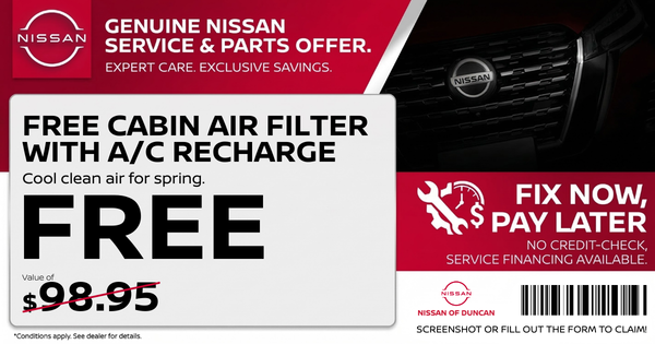 Free Cabin Air Filter with A/C Recharge