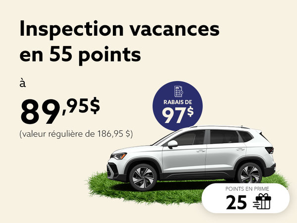 L'été vous appartient. Partez l'esprit tranquille, avec l'inspection 55 points.