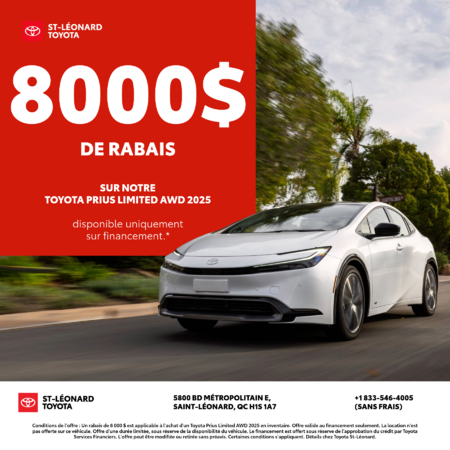 Prius Limited AWD 2025: 8000$ en rabais