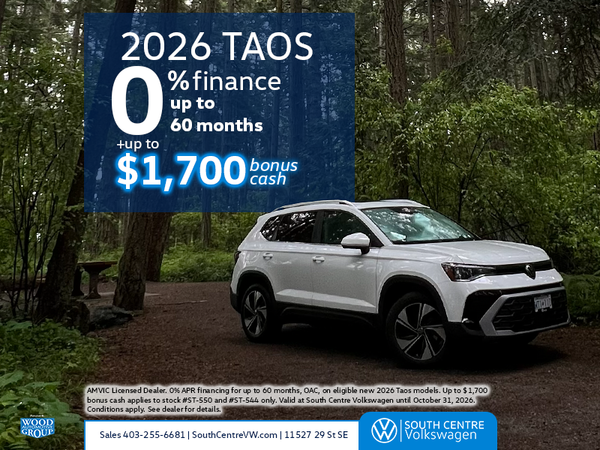 2026 Taos: 0% Financing + Up to $1,700 Bonus Cash