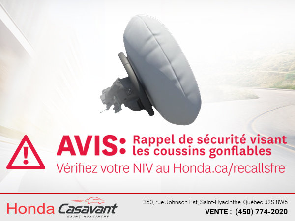 Rappel de sécurité important