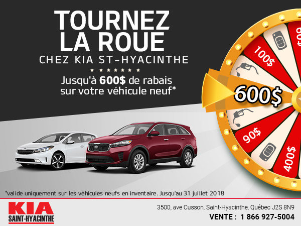Tournez la roue chez Kia St-Hyacinthe