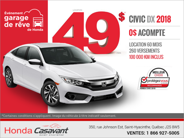 Procurez-vous la Honda Civic 2018!