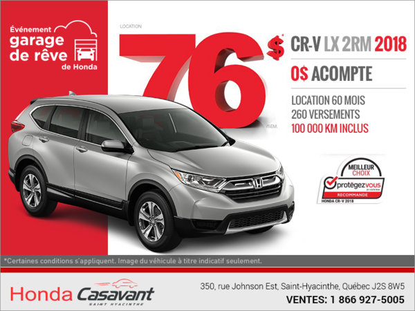 Procurez-vous la Honda CR-V 2018!