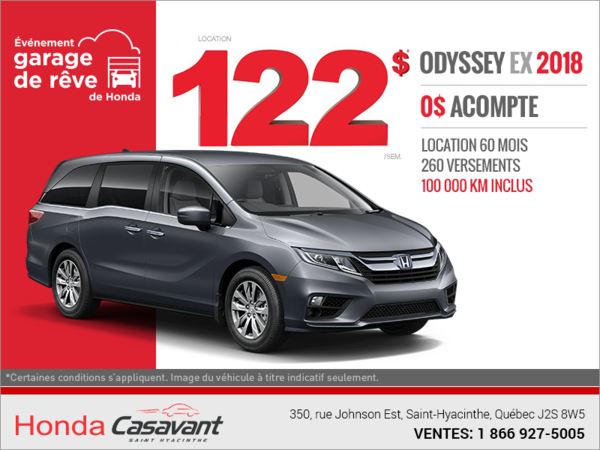 Procurez-vous la Honda Odyssey 2018!