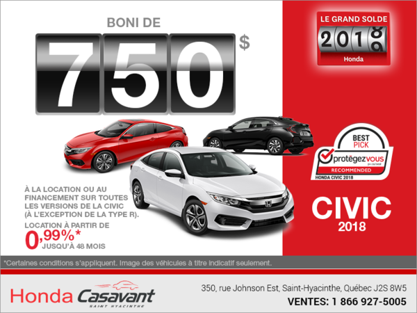 Louez la Honda Civic 2018!