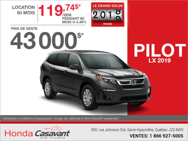 Louez le Honda Pilot 2019!