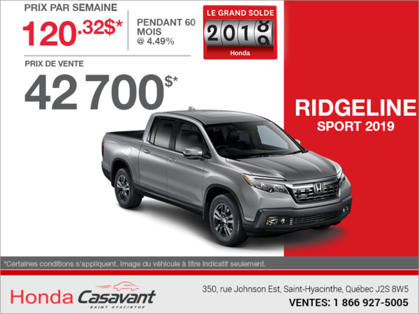 Louez le Honda Ridgeline 2019!