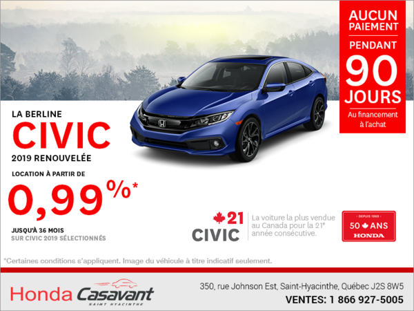 Louez la Honda Civic 2019!
