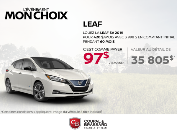 Louez la Nissan Leaf 2019 dès aujourd'hui!