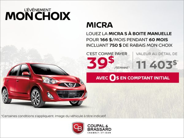 Louez la Nissan Micra 2019 dès aujourd'hui!