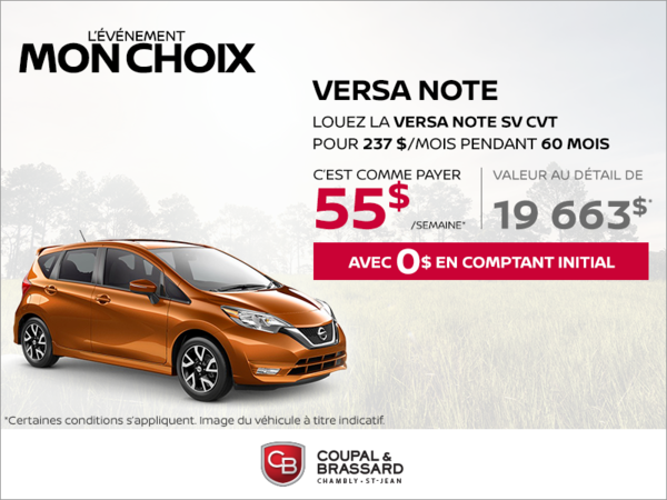 Louez la Nissan Versa Note 2019 dès aujourd'hui!