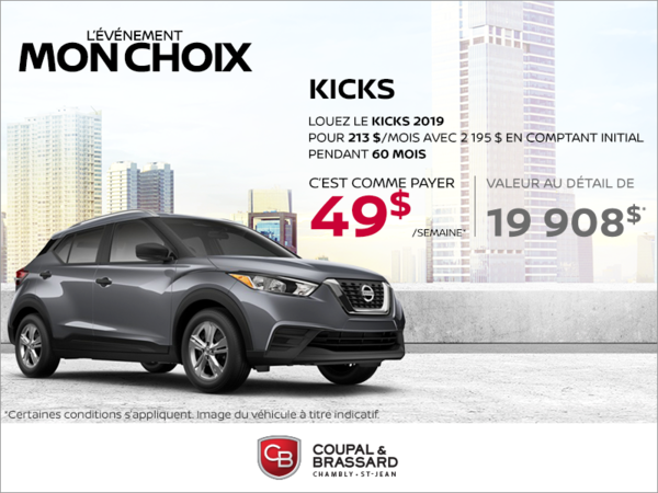 Louez le Nissan Kicks 2019 dès aujourd'hui!