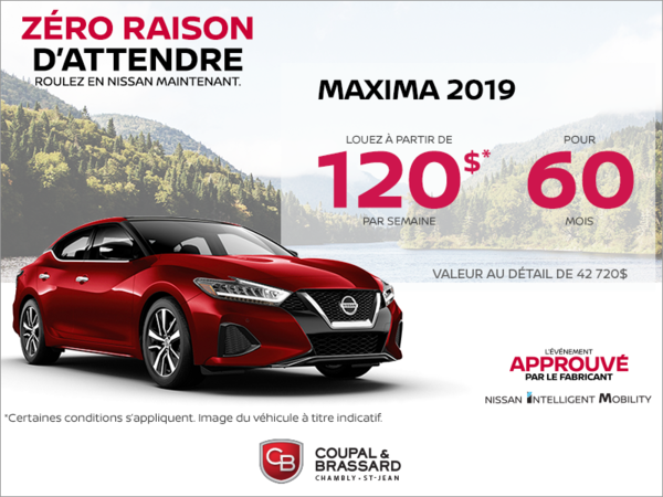 Obtenez la Nissan Maxima 2019 dès aujourd'hui!