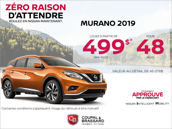 Obtenez le Nissan Murano 2019 dès aujourd'hui!