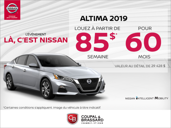 Obtenez la Nissan Altima 2019 dès aujourd'hui!