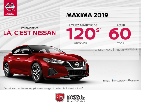 Obtenez la Nissan Maxima 2019 dès aujourd'hui!