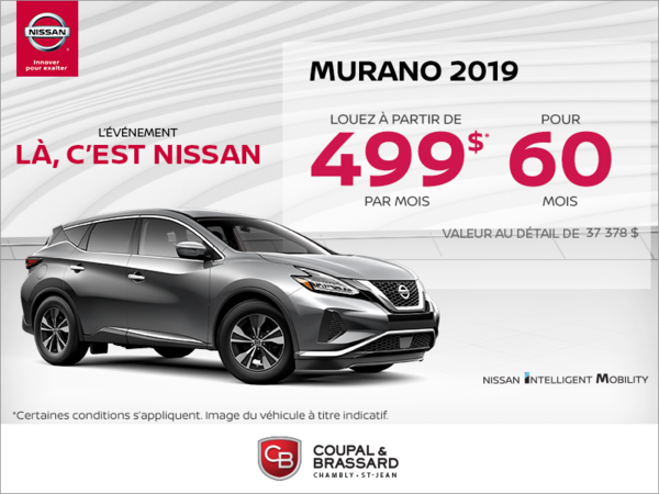 Obtenez le Nissan Murano 2019 dès aujourd'hui!