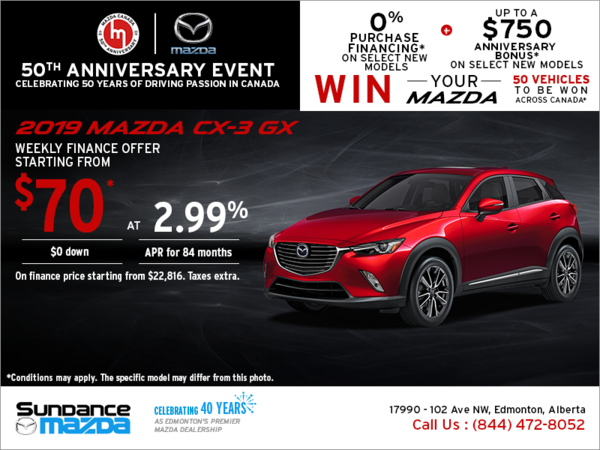 Get the new 2019 Mazda CX-3 today!